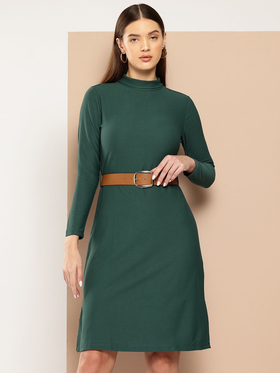 

Chemistry A-Line Dress with Belt, Green