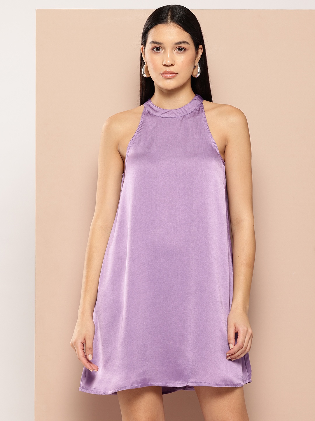 

Chemistry Satin Finish A-Line Mini Dress, Lavender