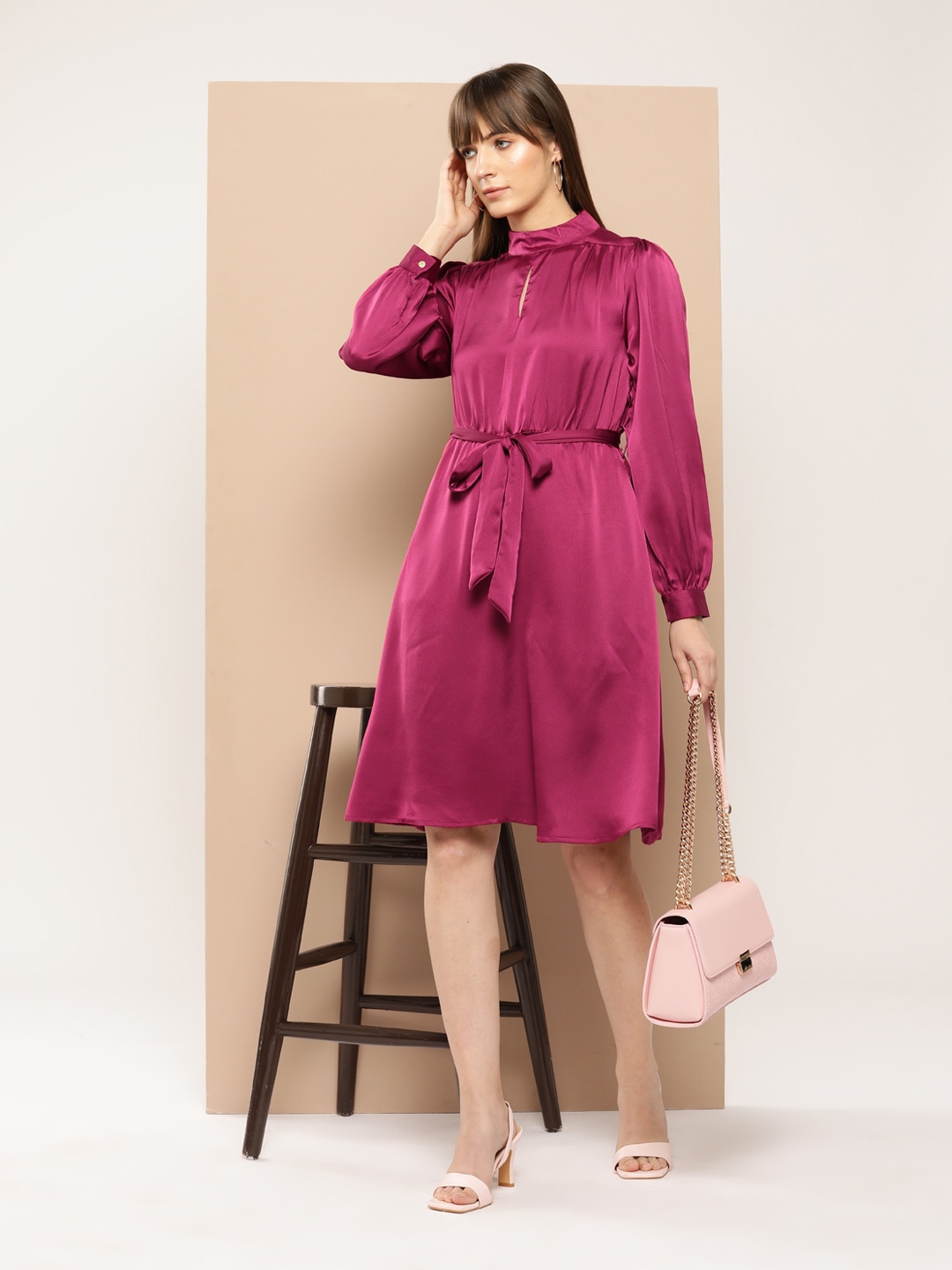 

Chemistry Satin Finish A-Line Dress, Magenta