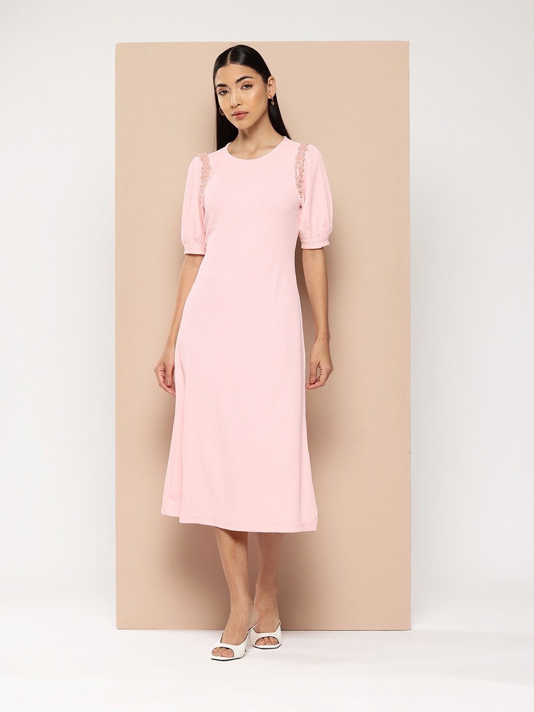 

Chemistry Embellished Ribbed Midi Dress, Pink