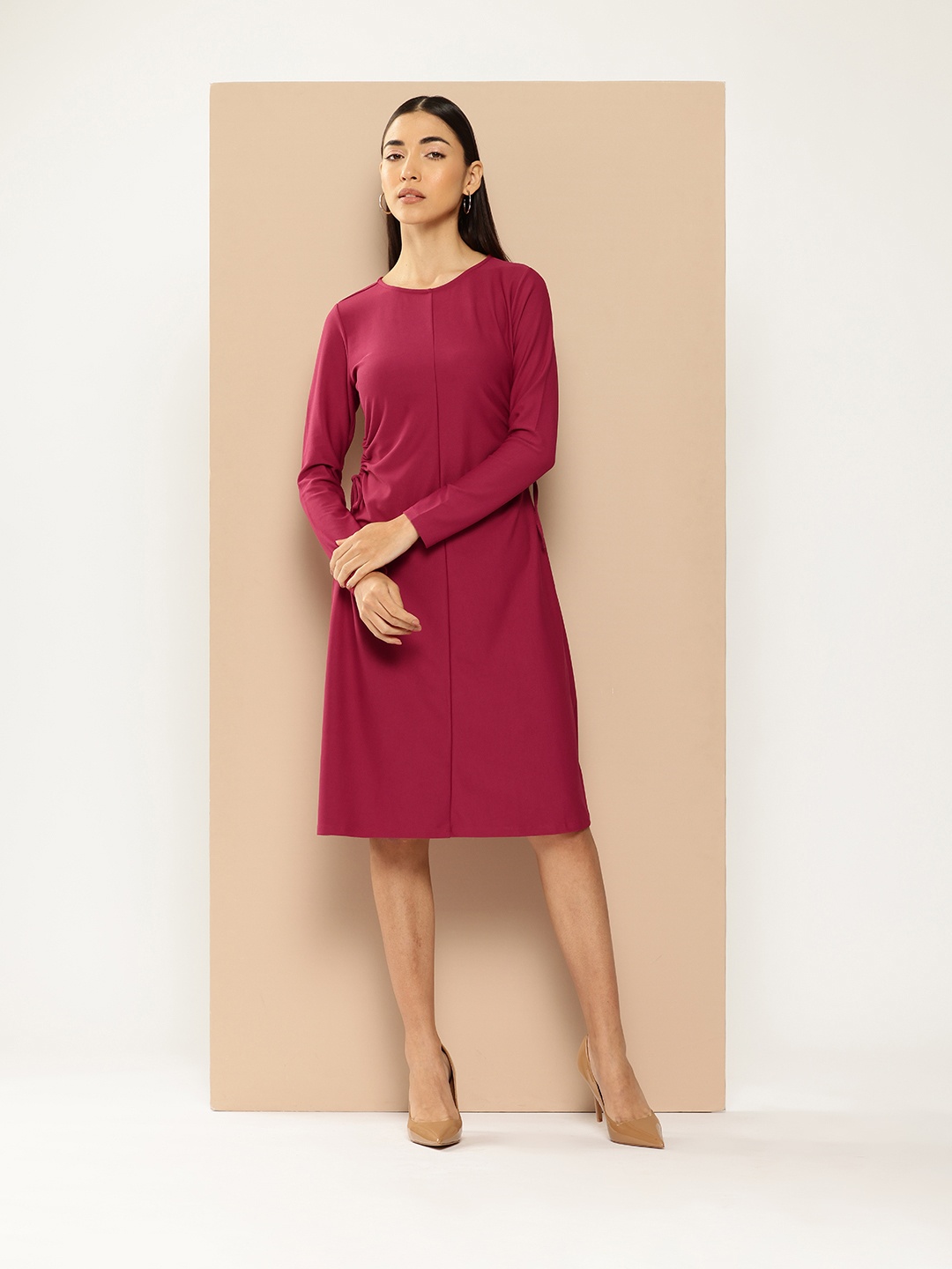 

Chemistry Side Tie-Ups A-Line Dress, Maroon