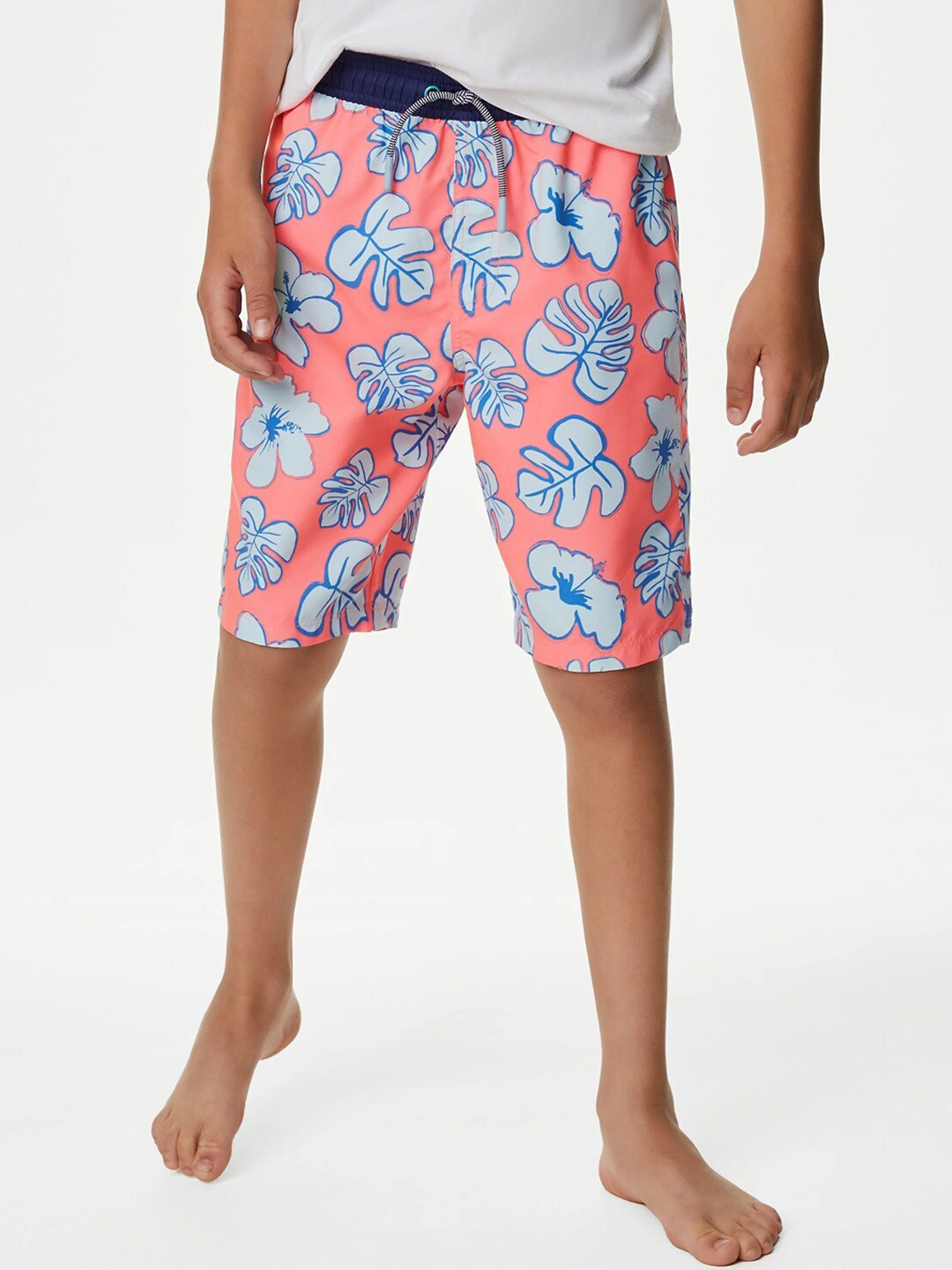 

Marks & Spencer Boys Conversational Printed Mid-Rise Swim Shorts, Coral