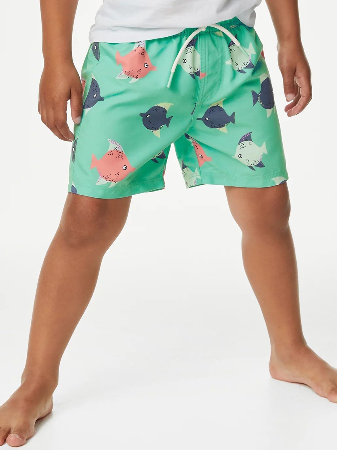 

Marks & Spencer Boys Conversational Printed Mid-Rise Swim Shorts, Sea green