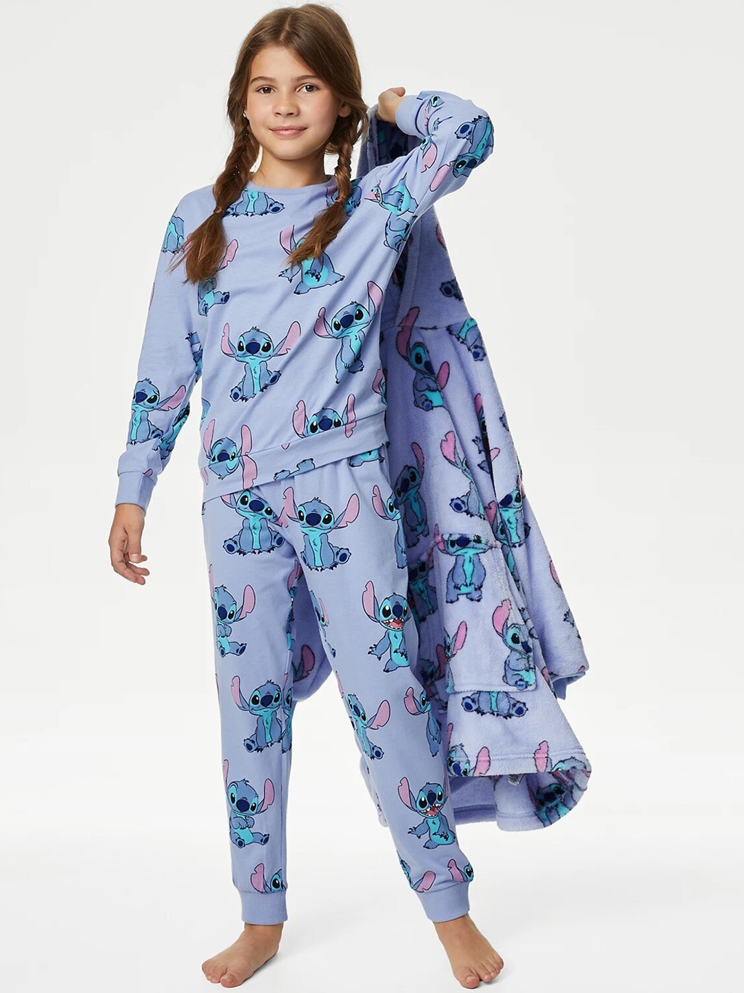

Marks & Spencer Girls Lilo & Stitch Printed Pure Cotton Night suit, Blue