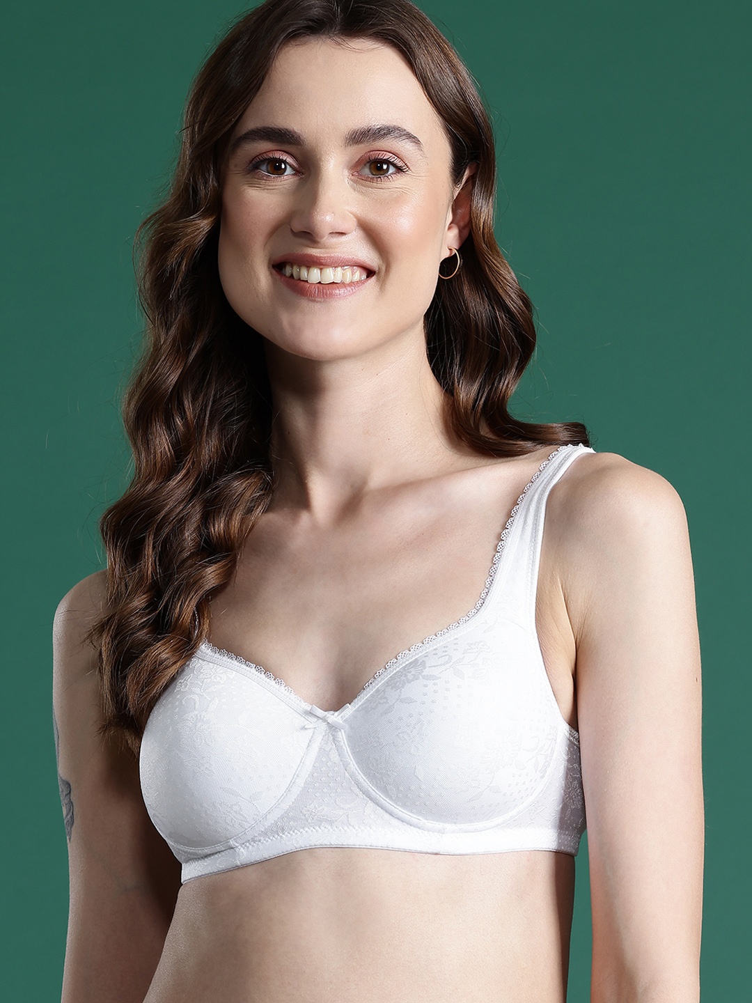 

DressBerry Floral Full Coverage Lightly Padded Bra 1282, White