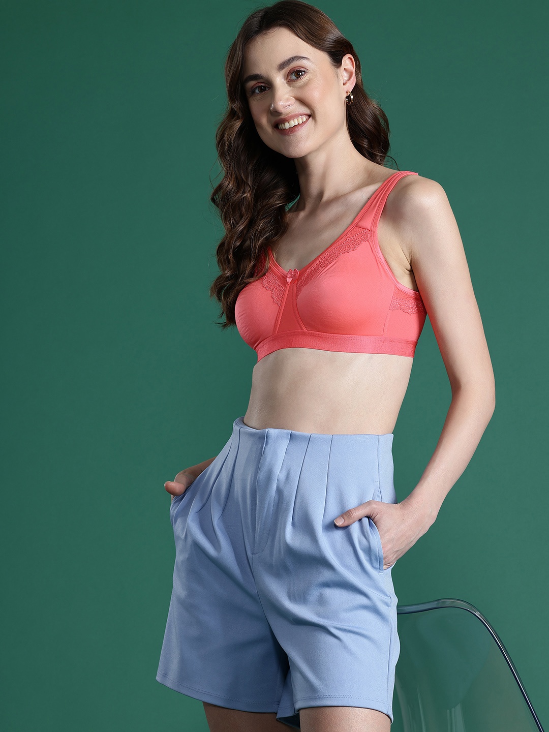 

DressBerry Rapid-Dry Non-Padded Full Coverage Bra 1239, Coral