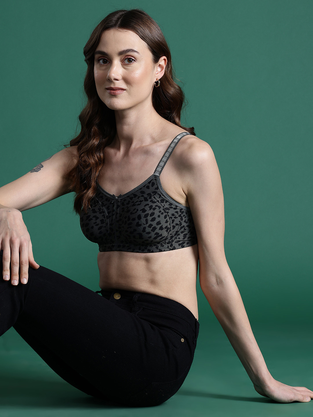 

DressBerry Animal Print Rapid-Dry Full Coverage Bra 1232, Olive