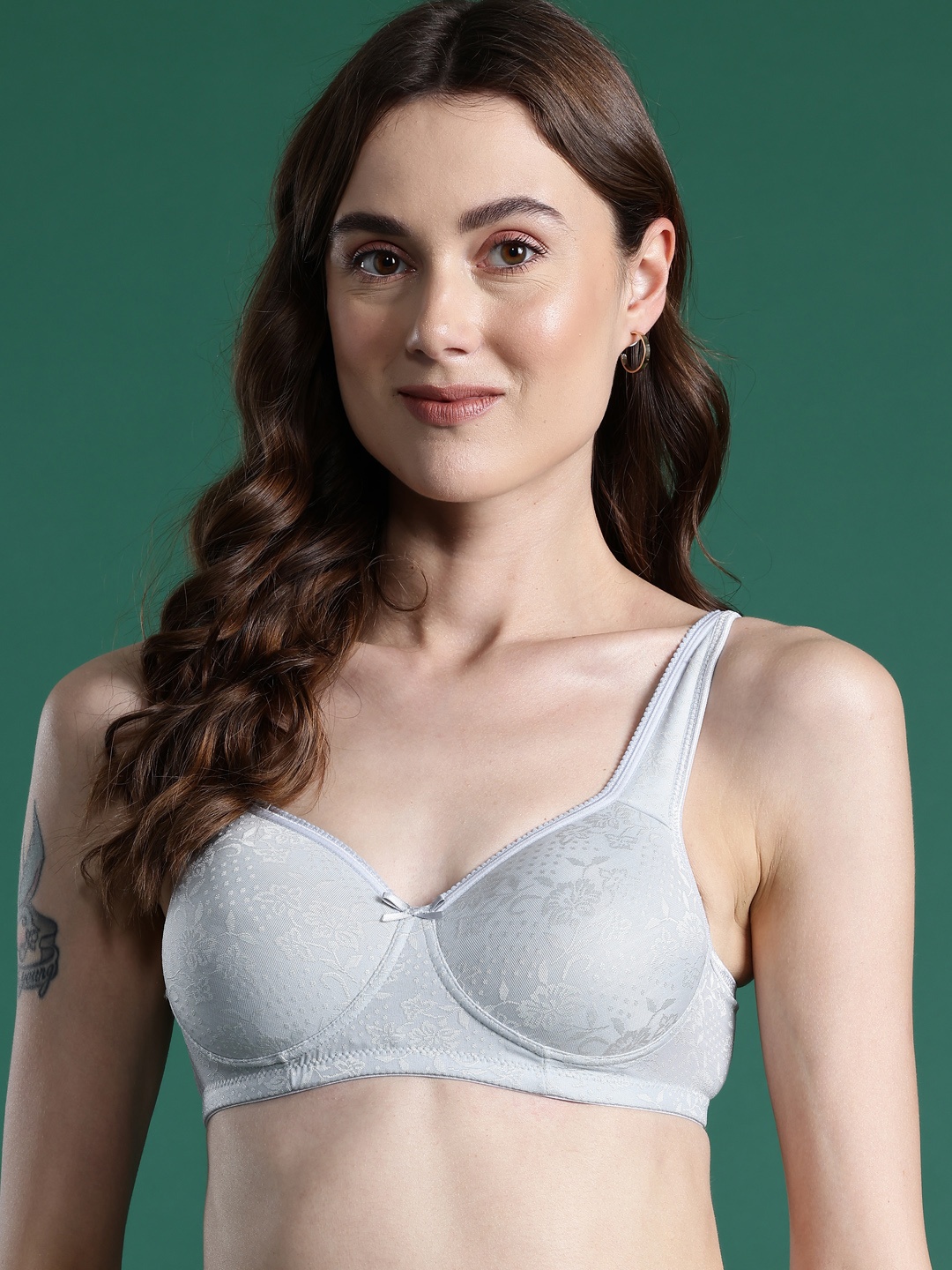 

DressBerry Floral Rapid-Dry Full Coverage Lightly Padded Bra 1280, Grey
