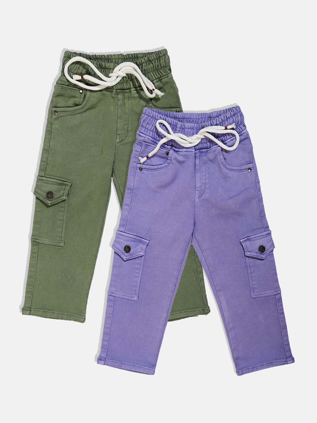 

BAESD Kids Pack Of 2 Pixie Jogger Fit Clean Look Cargo Jeans, Blue
