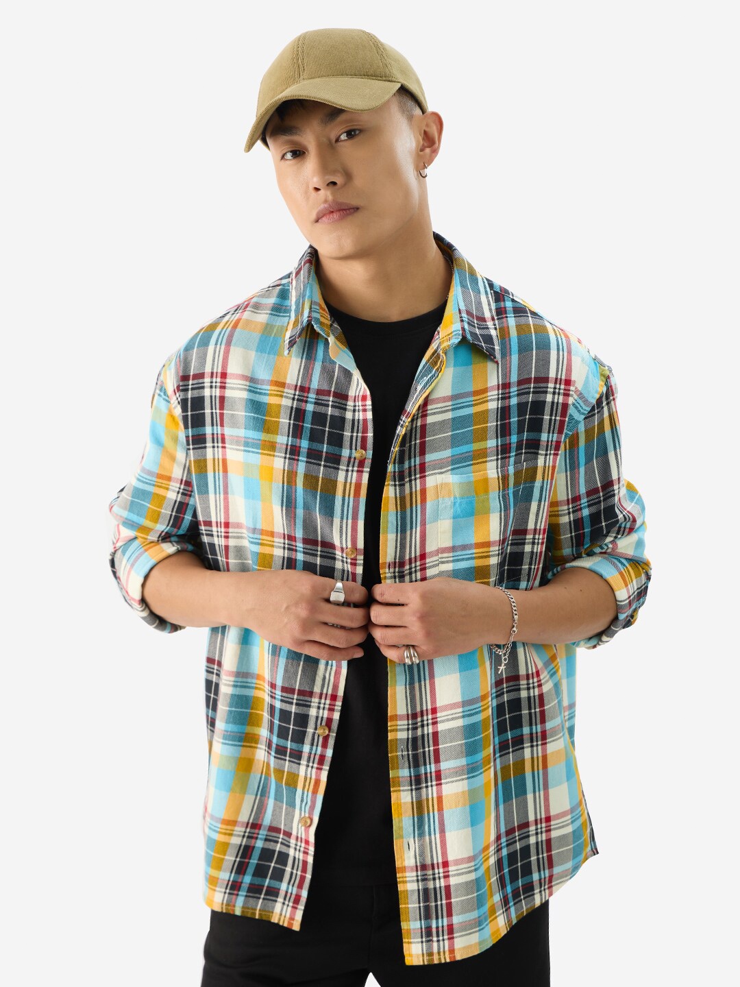 

The Souled Store Tartan Checked Pure Cotton Casual Shirt, White