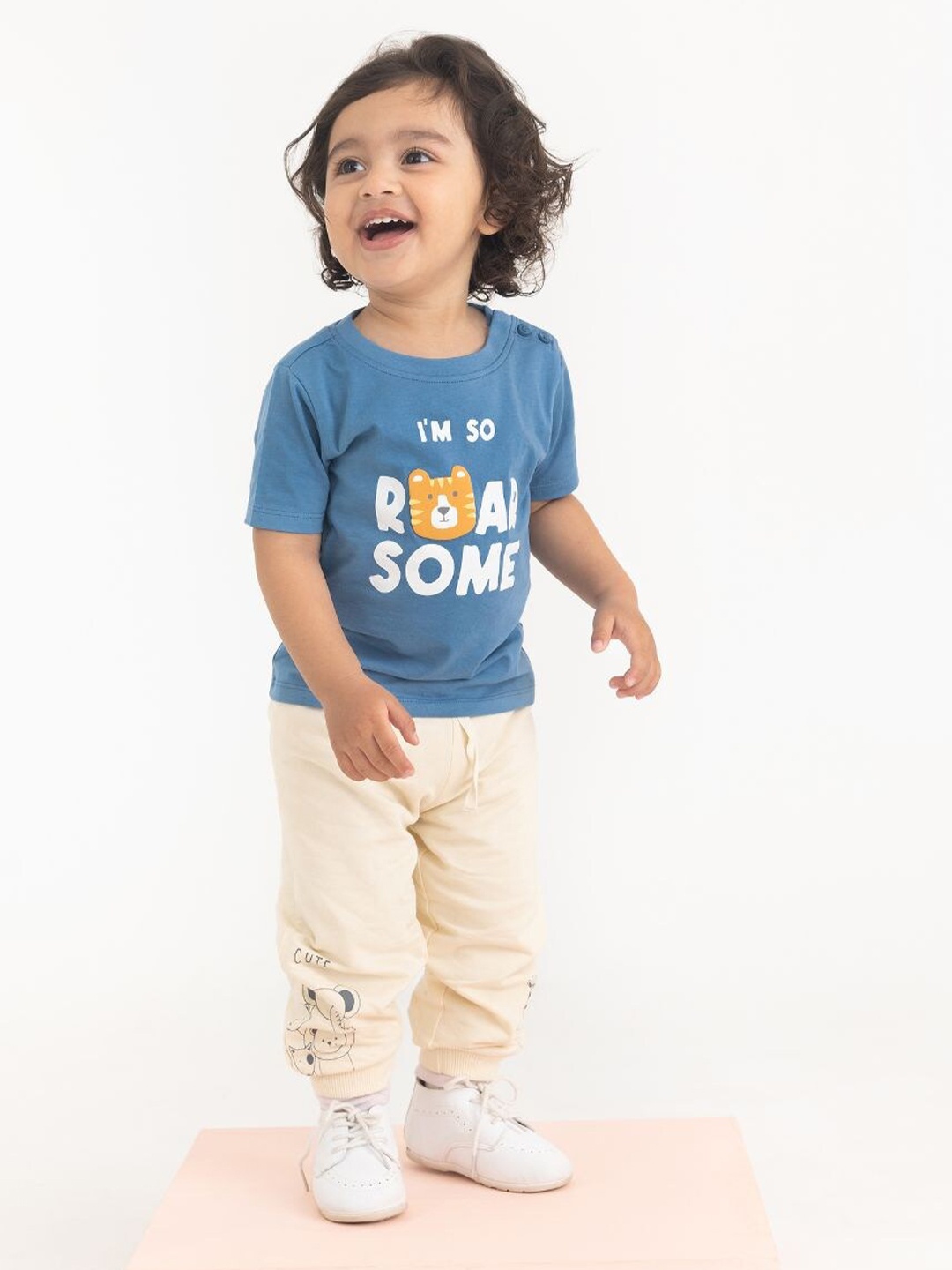 

haus & kinder Boys Typography Printed Pure Cotton Night Suit, Blue