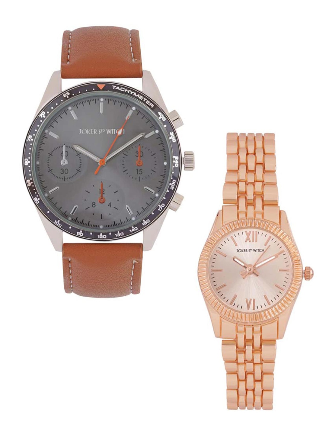 

JOKER & WITCH His and Her Stainless Steel Analogue Watches JWJCW411, Rose gold