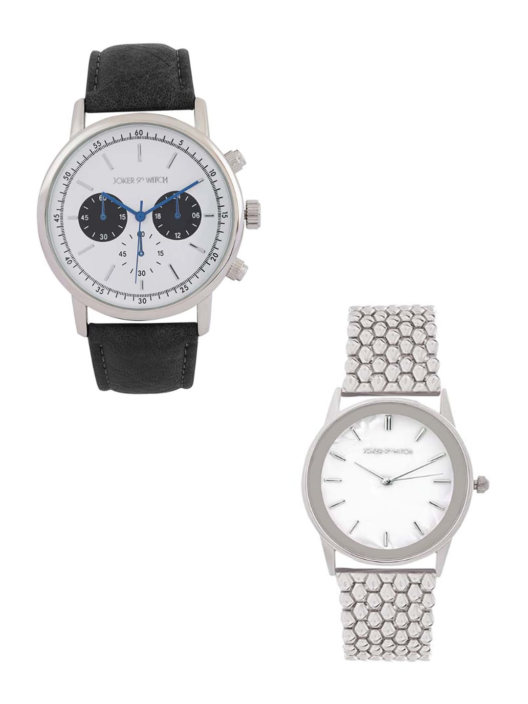 

JOKER & WITCH His and Her Stainless Steel Analogue Watches JWJCW425, Silver