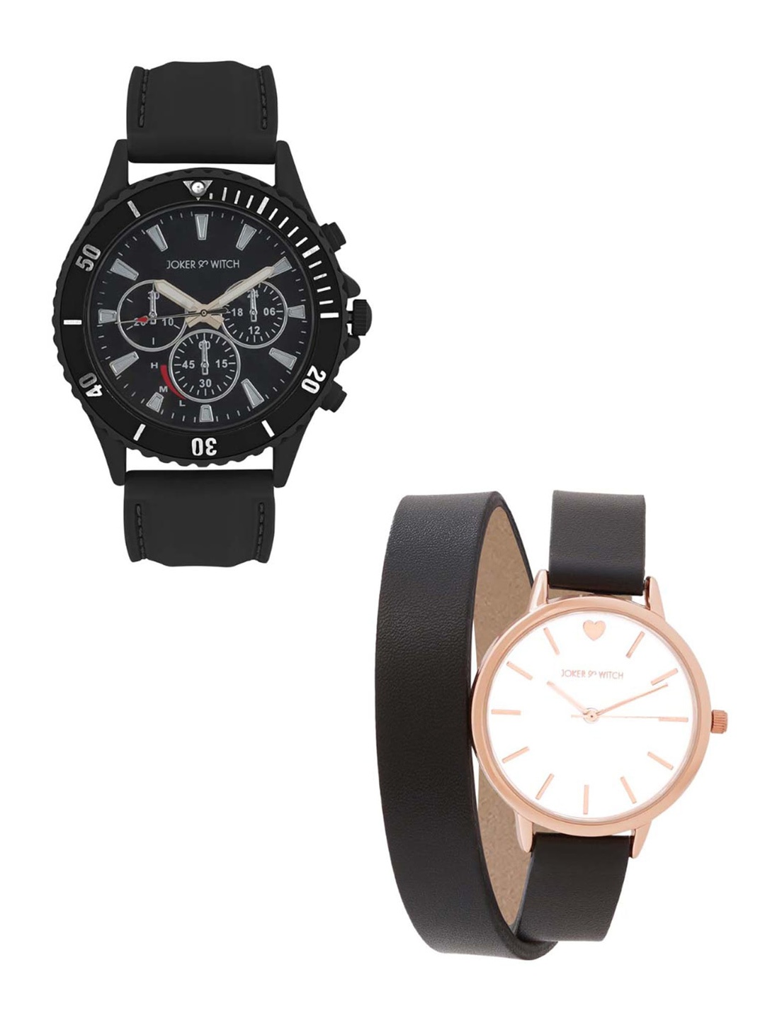 

JOKER & WITCH Unisex Stainless Steel Dial Analogue His and Her Watches, Black
