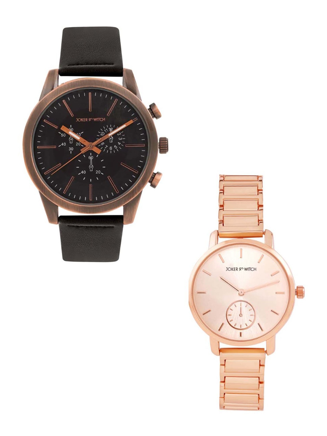 

JOKER & WITCH Klaus & Caroline Analogue Couple Watches JWJCW393, Rose gold