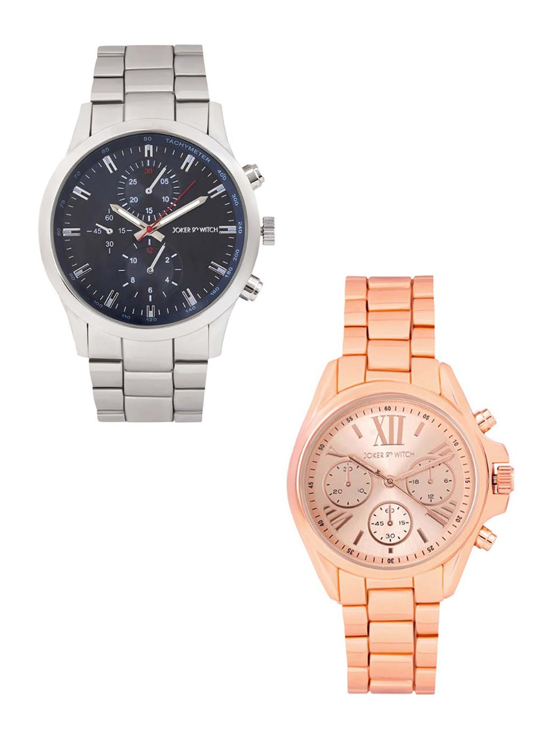 

JOKER & WITCH Set Of 2 Analogue Couple Watches, Rose gold