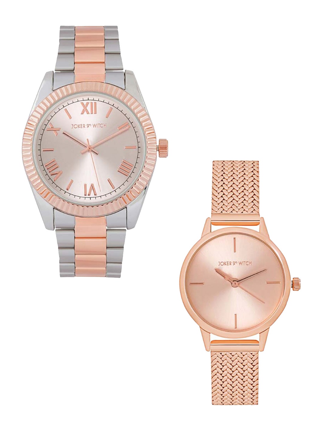 

JOKER & WITCH Set Of 2 Analogue Couple Watches, Rose gold