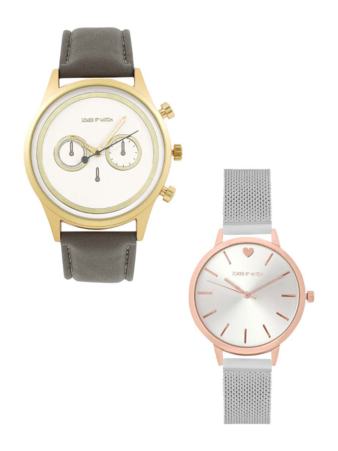 

JOKER & WITCH Mark and Bridget Analogue His and Her Watches Giftset JWJCW420, Silver