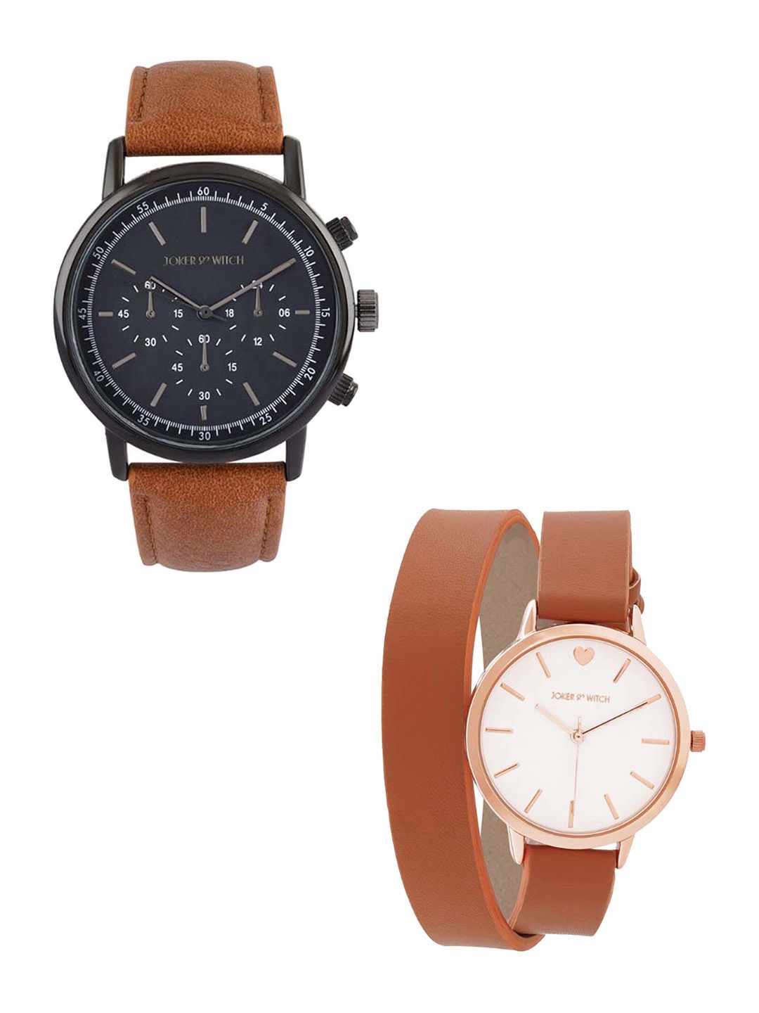 

JOKER & WITCH Gatsby & Daisy Analogue Couple Watches, Tan