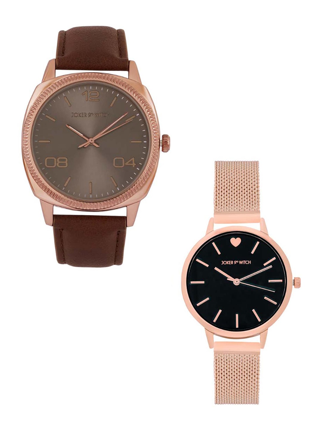 

JOKER & WITCH Unisex Stainless Steel Dial Analogue His and Her Watches Giftset JWJCW427, Rose gold