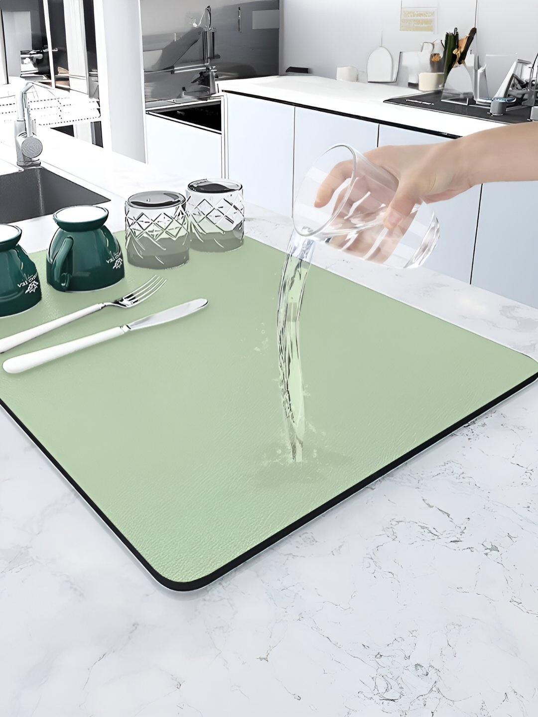 

Cortina Green Rectangular Kitchen Mat