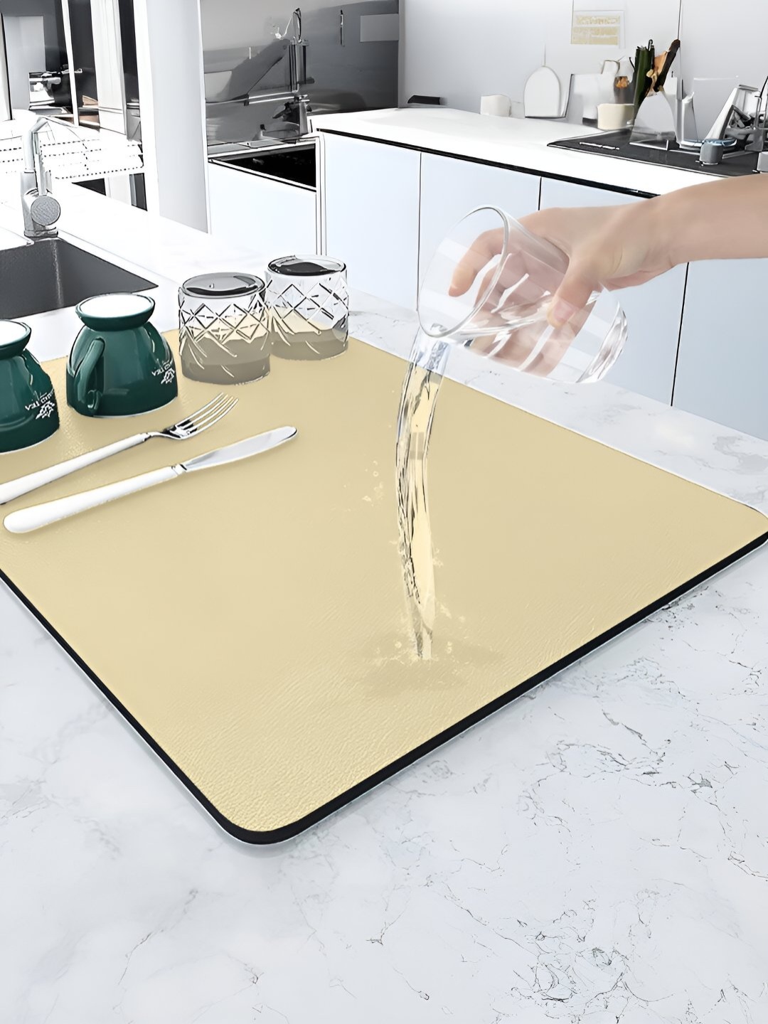 

Cortina Beige Rectangular Kitchen Mat