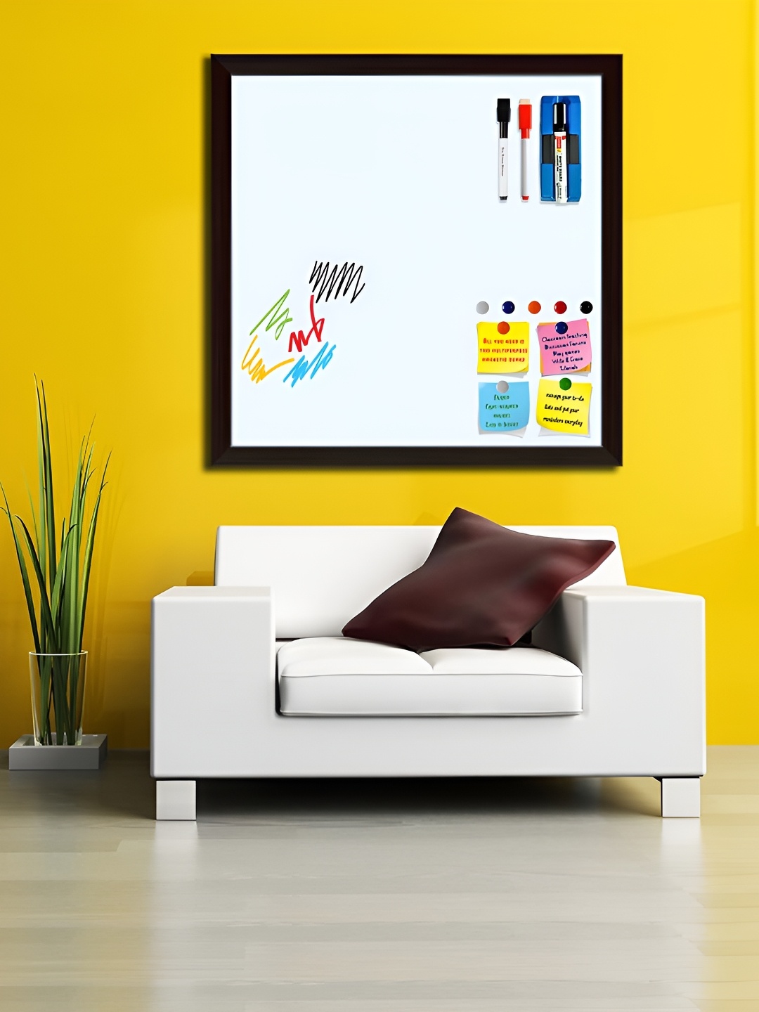 ArtzFolio Brown & White Wooden Magnetic Board With Sticky Notes