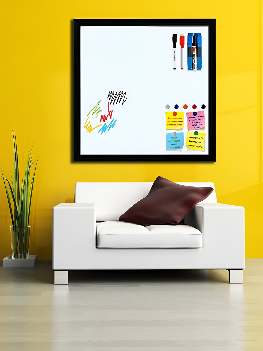 

ArtzFolio White Family Ghost Printed Wooden Magnetic Board & Sticky Note Wall Decor