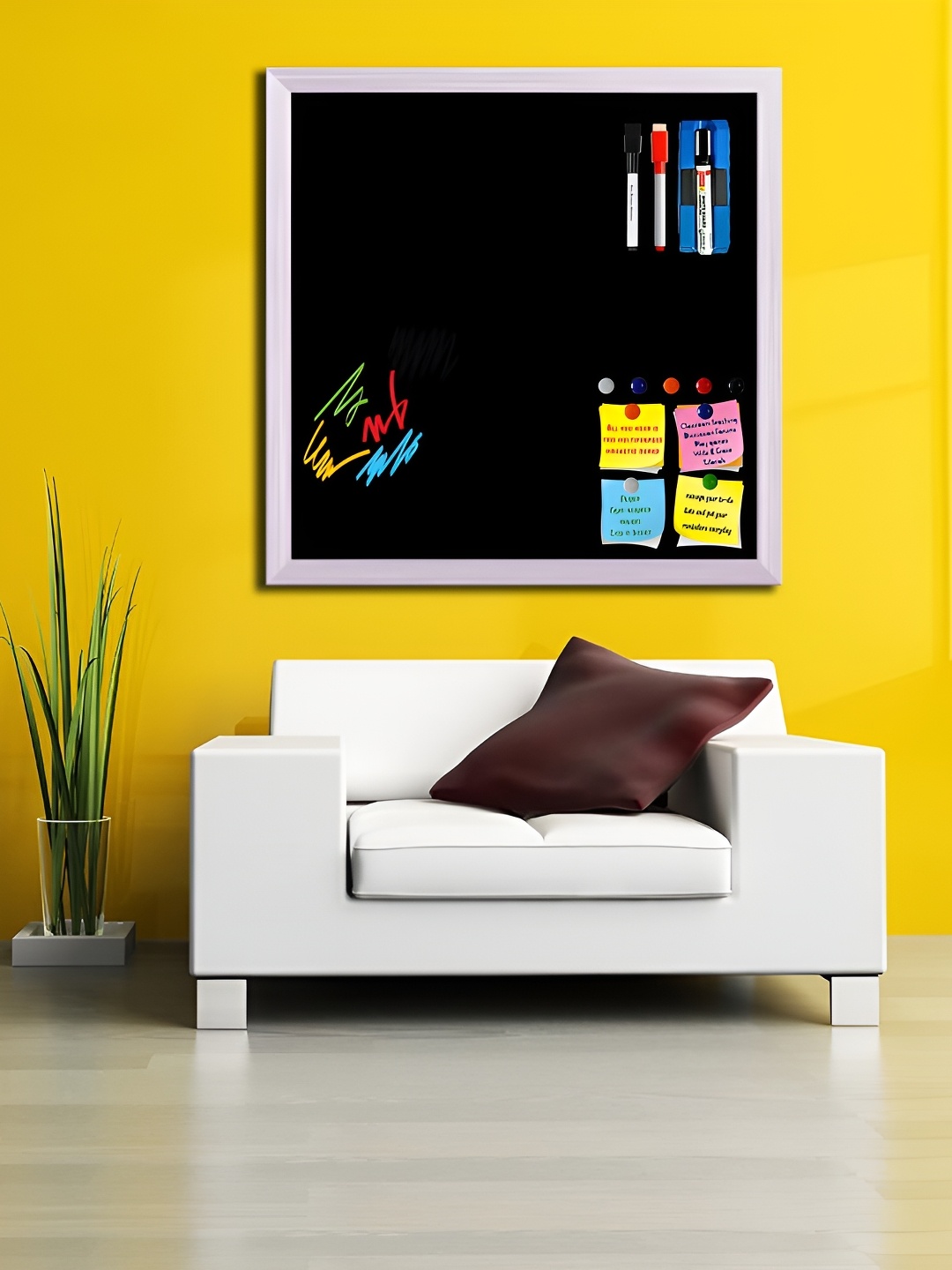 ArtzFolio Black Family Printed Wooden Magnetic Board With Sticky Notes Wall Decor
