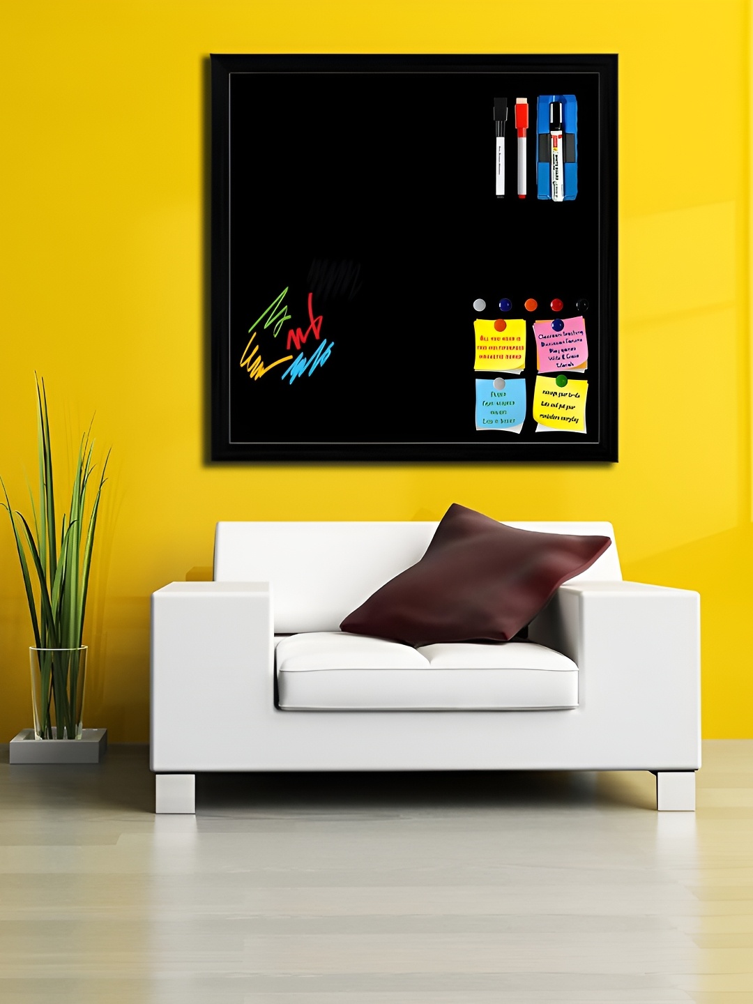 

ArtzFolio Black Wooden Bulletin Board With Sticky Notes Wall Decor