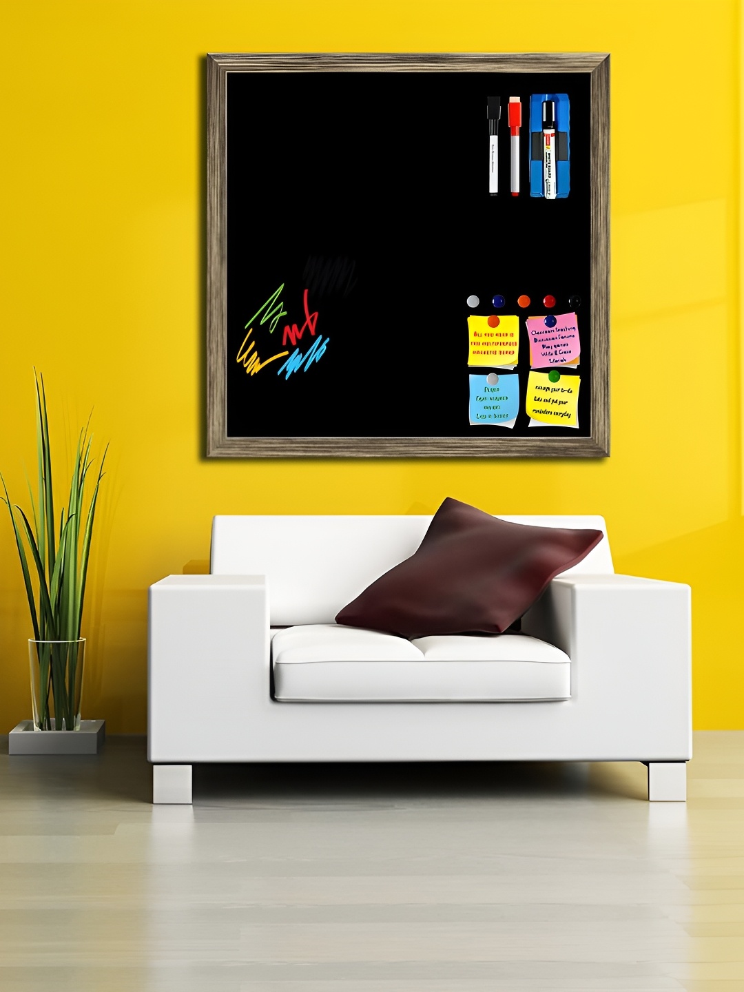 

ArtzFolio Black Wooden Bulletin Board With Sticky Notes Wall Decor