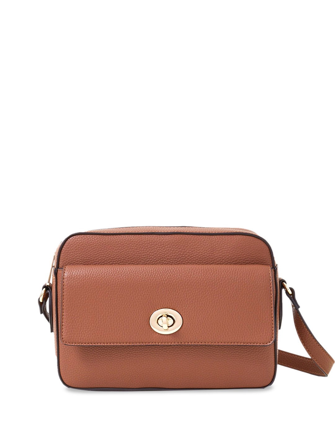 

Accessorize Boxy Twist-Lock Cross-Body Bag, Tan