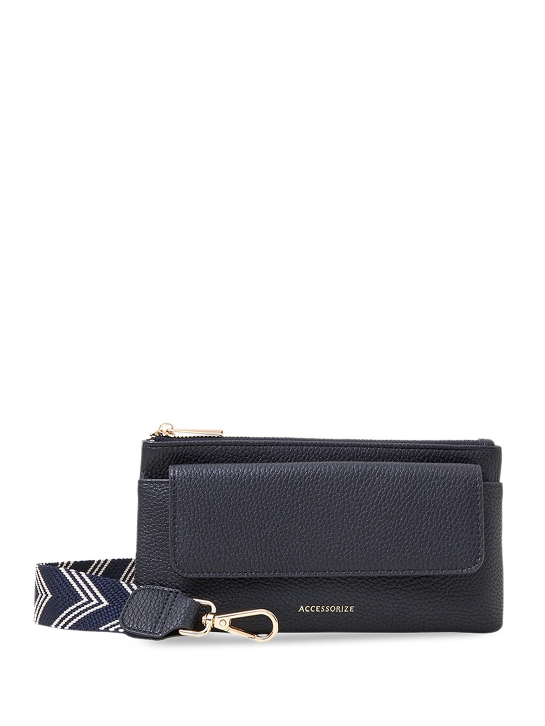 Accessorize London Textured Miniature Sling Bag, Navy blue