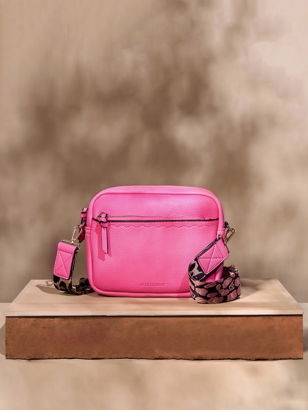 

Accessorize London Camera Bag With Webbing Strap, Pink