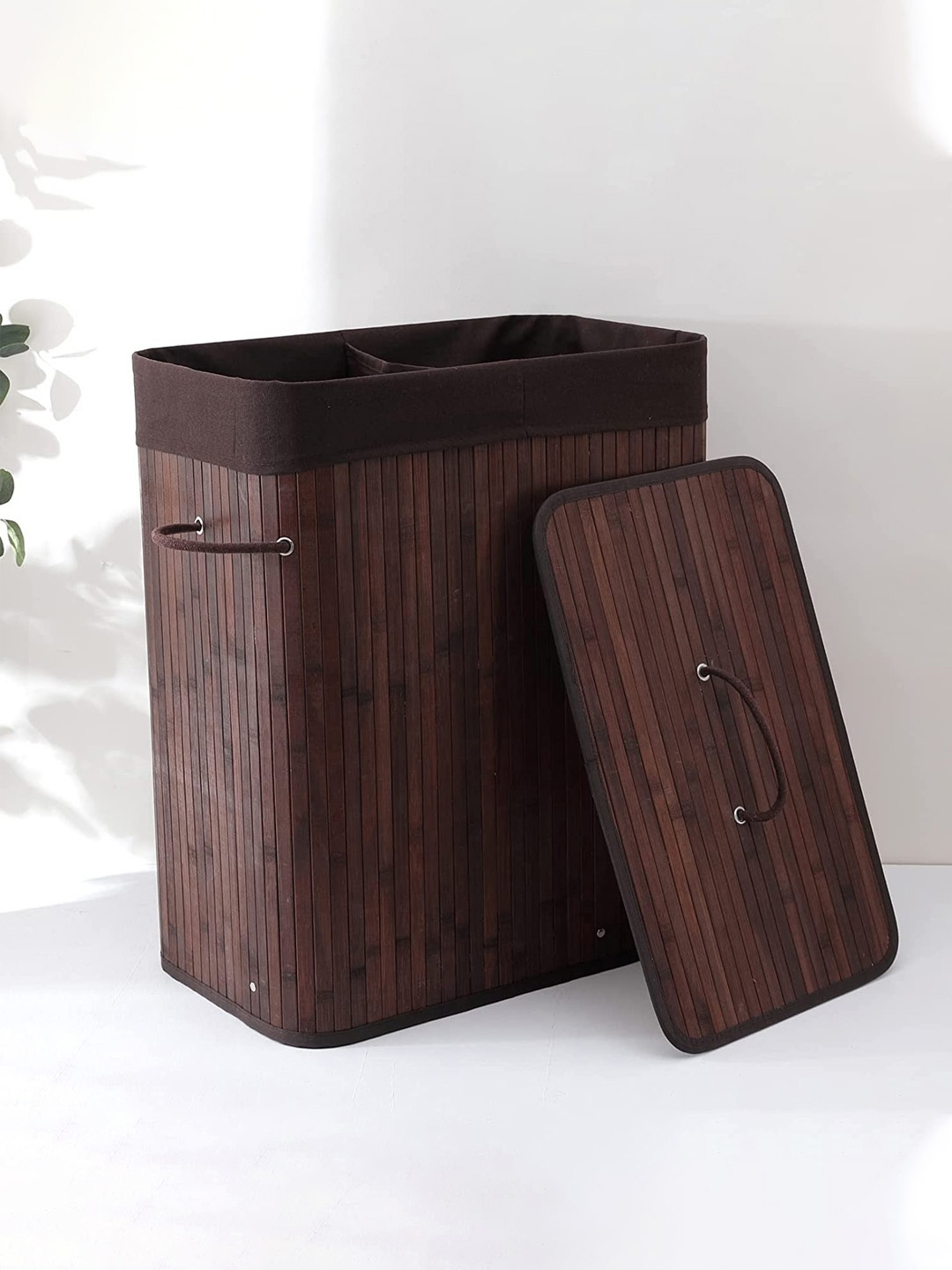 

Kuber Industries Brown Wooden Foldable Laundry Bag