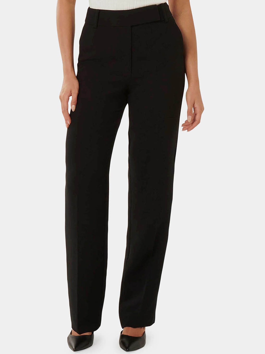 

Forever New Women Relaxed Straight Leg Straight Fit High-Rise Trousers, Black