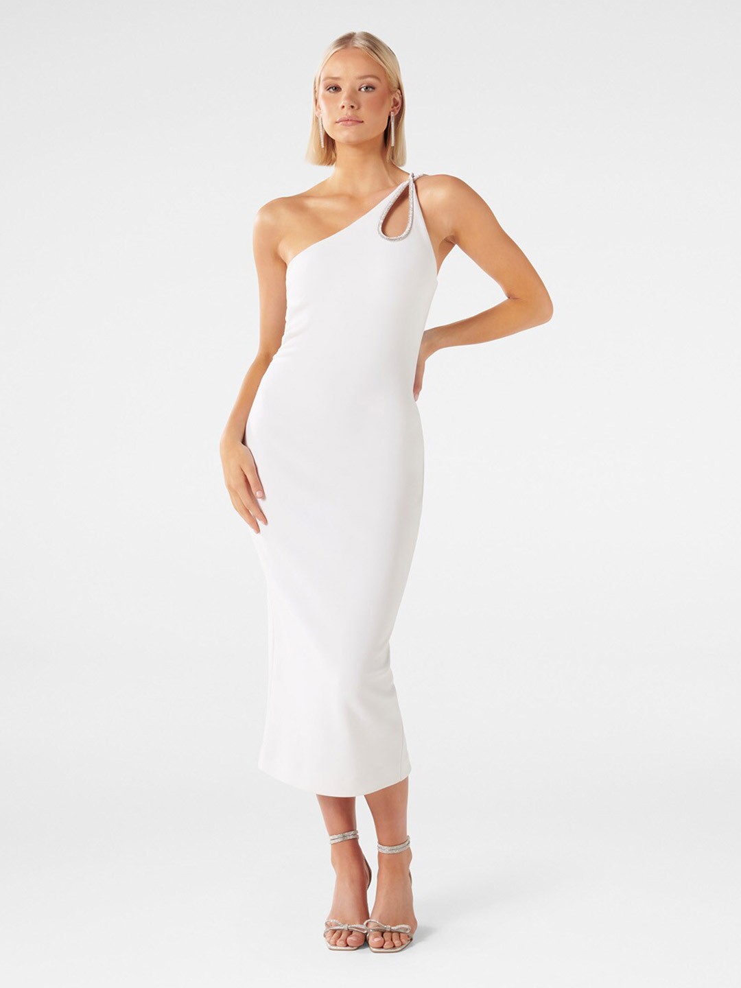 

Forever New One Shoulder Bodycon Midi Dress, White