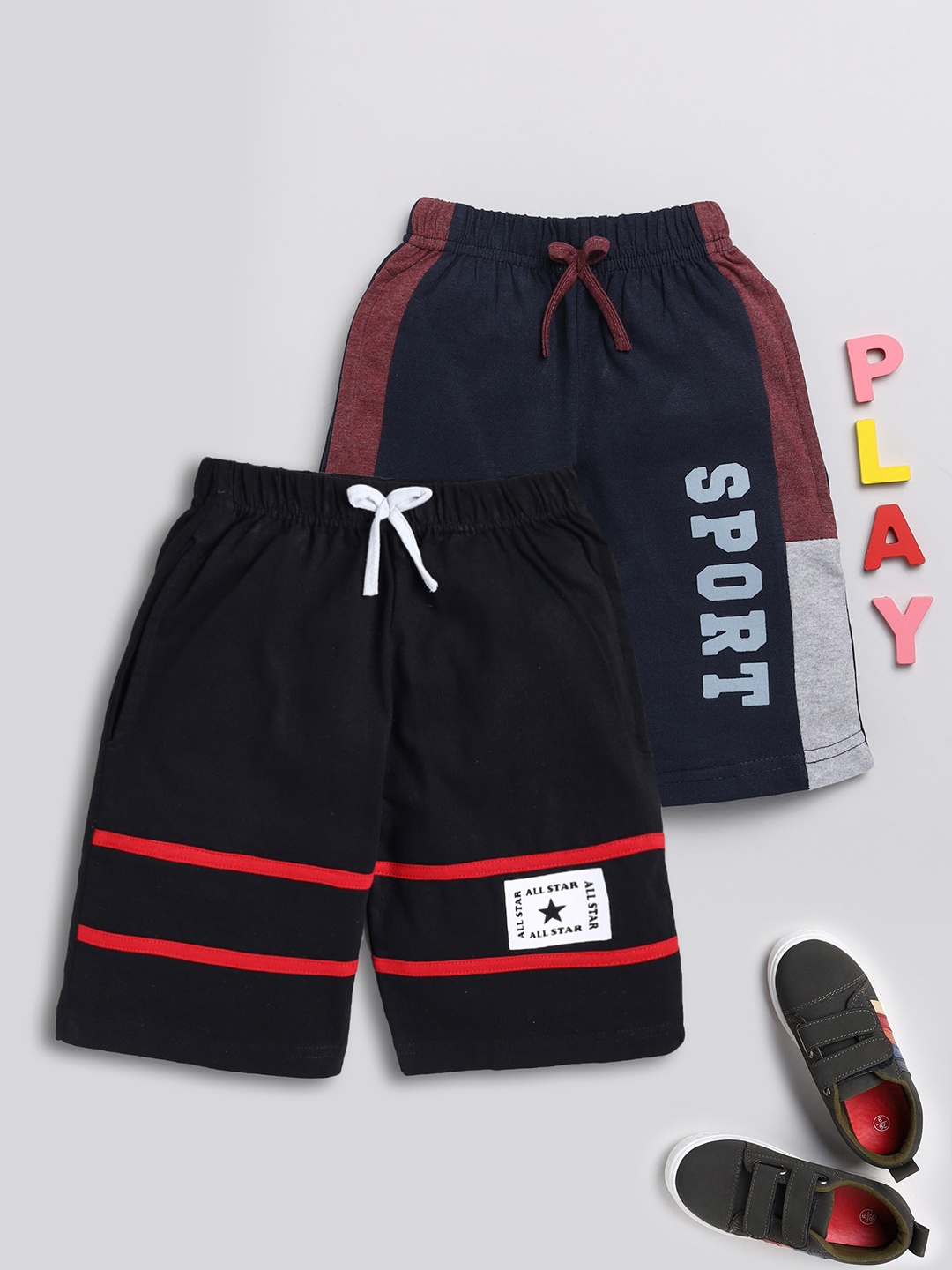

Toonyport Boys Pack of 2 Cotton Shorts, Navy blue