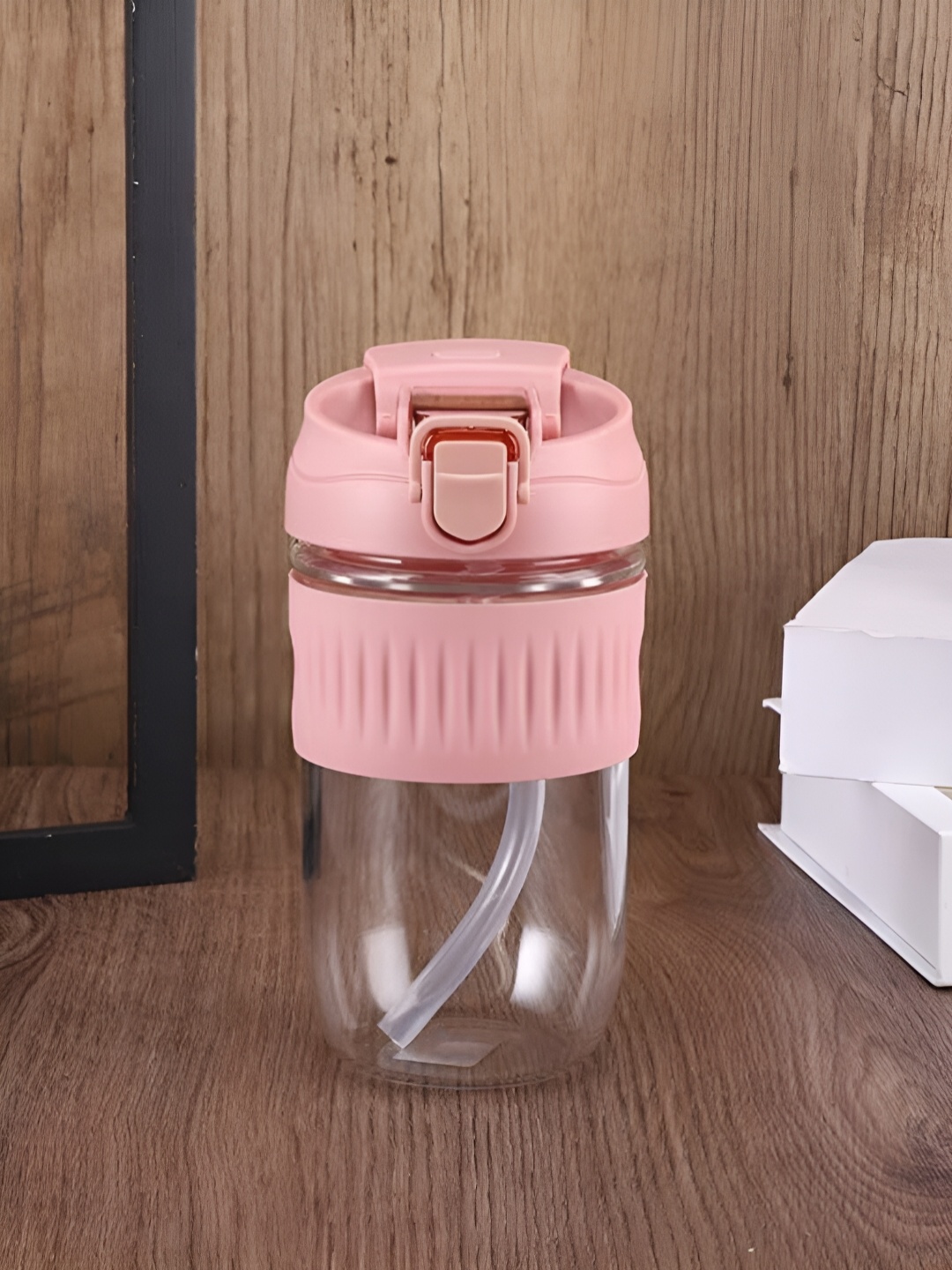 

UniKart Beige Glass Transparent Sipper Water Bottle 500ml, Pink