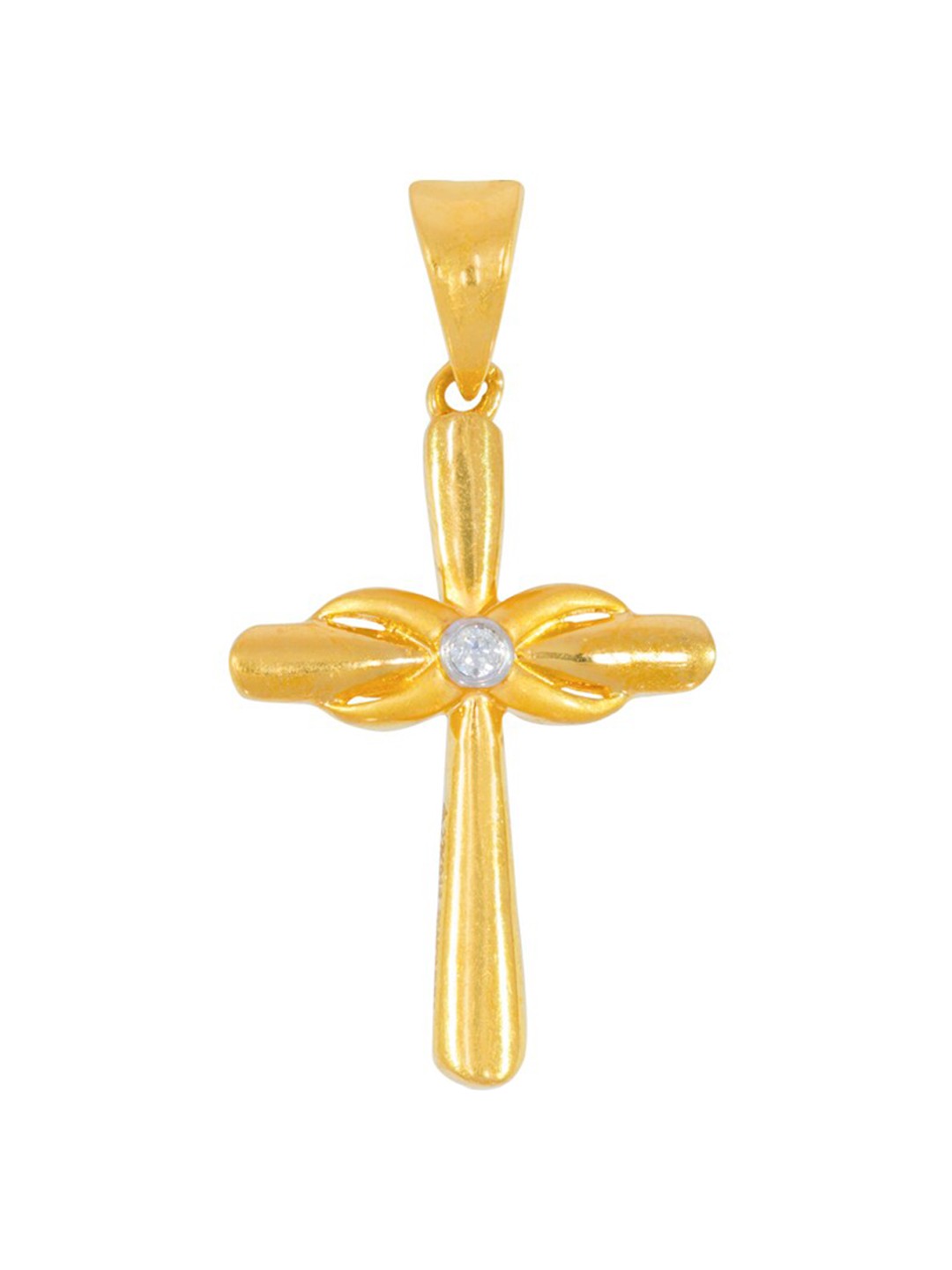 

BHIMA 22K Hallmark 916 Purity Yellow Gold Moulding Cross Stone Pendant