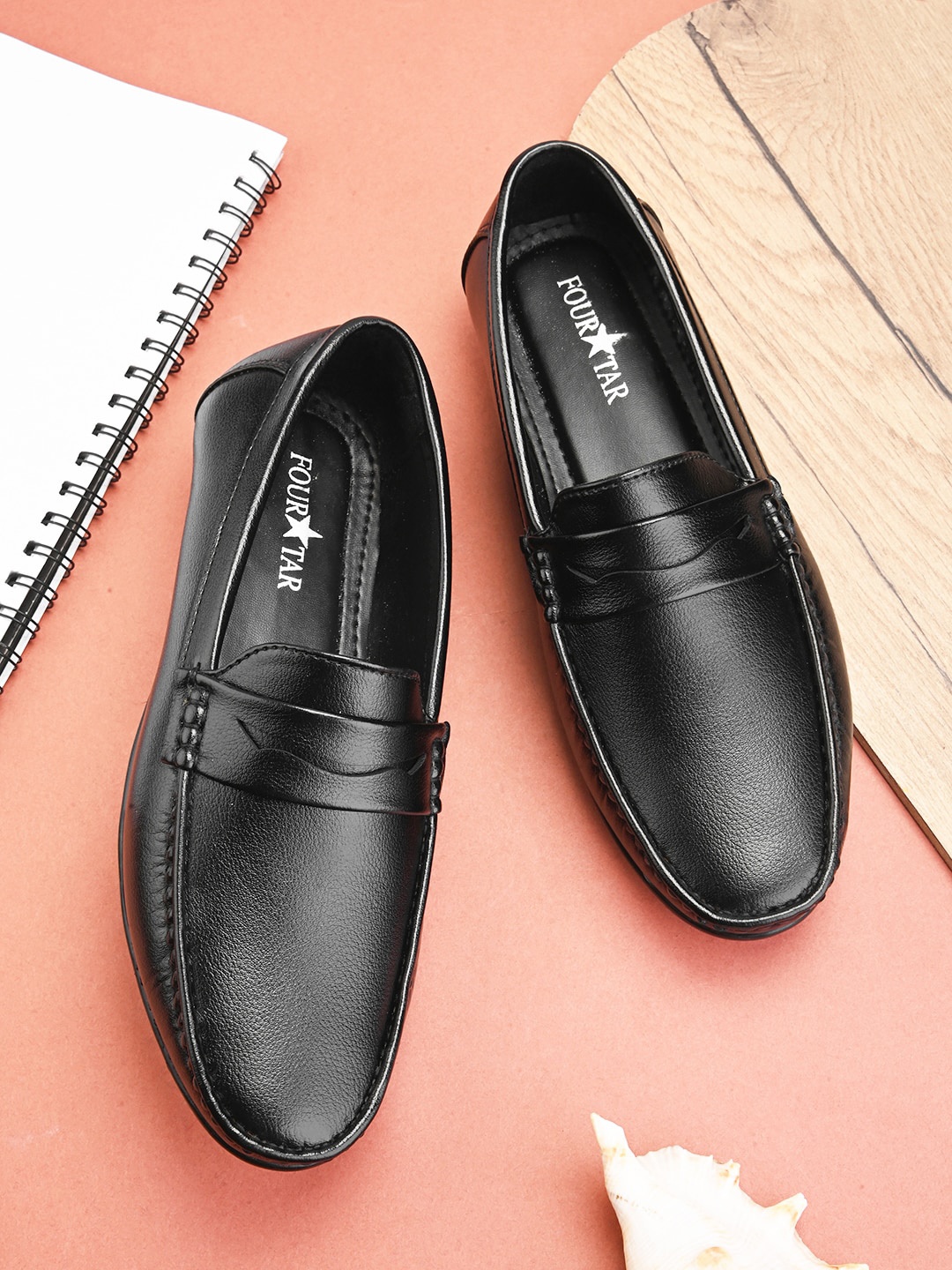 

FOUR STAR TRUCK SALES Men Textured Formal Loafers, Black