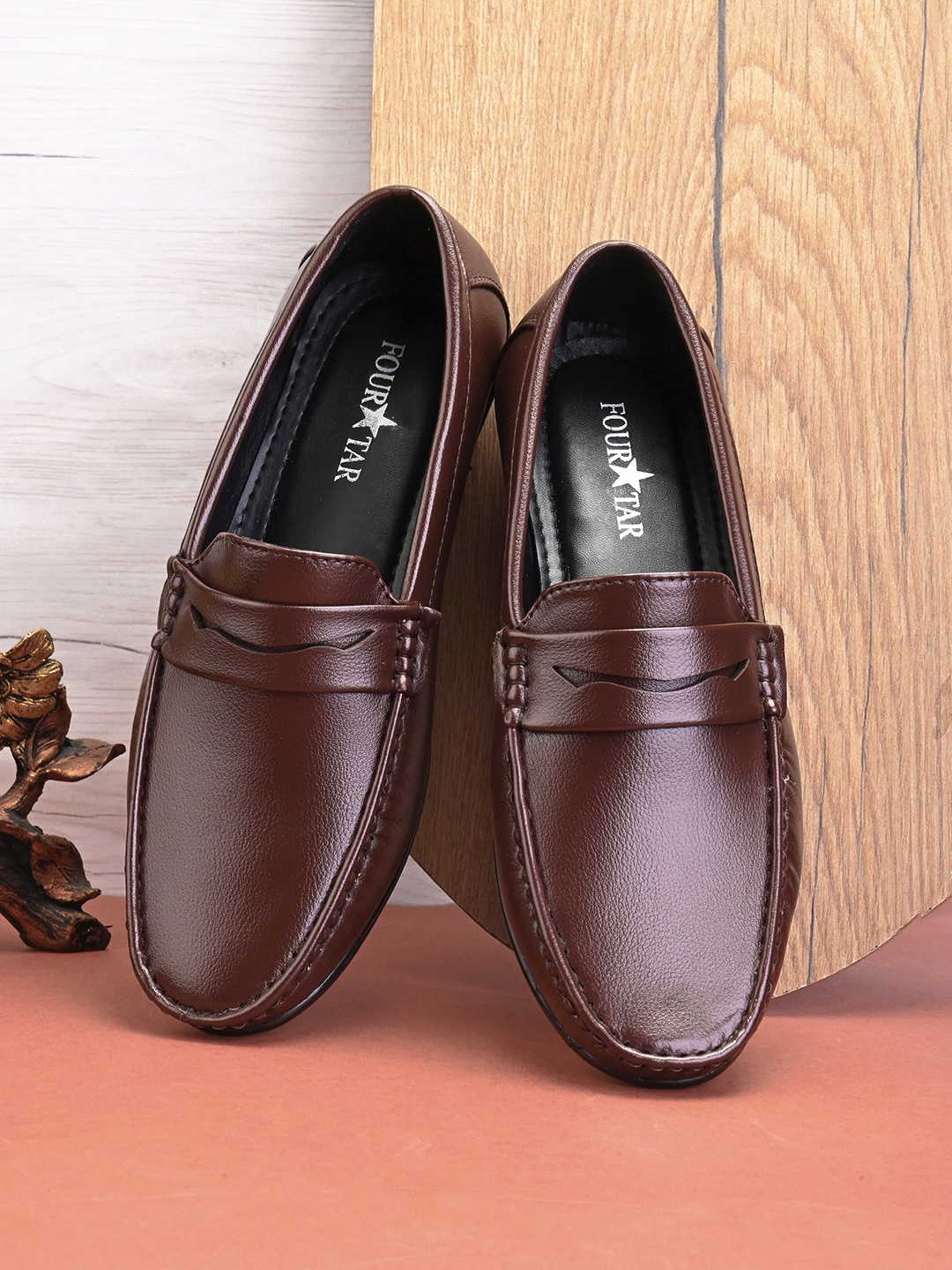 

FOUR STAR TRUCK SALES Men Textured Formal Loafers, Brown