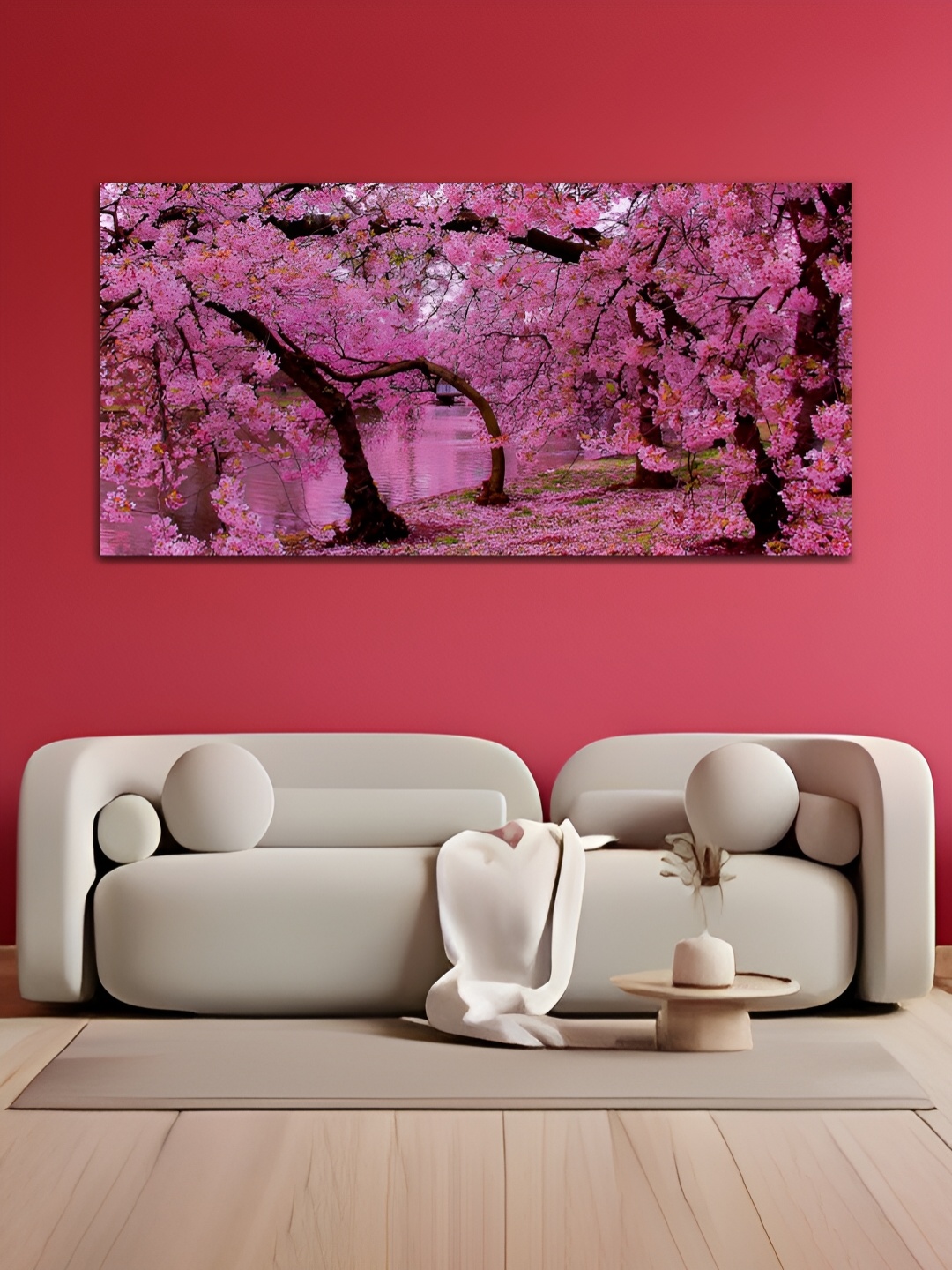 

MITHILA Handicrafts Pink & Brown Tree Canvas Wall Art