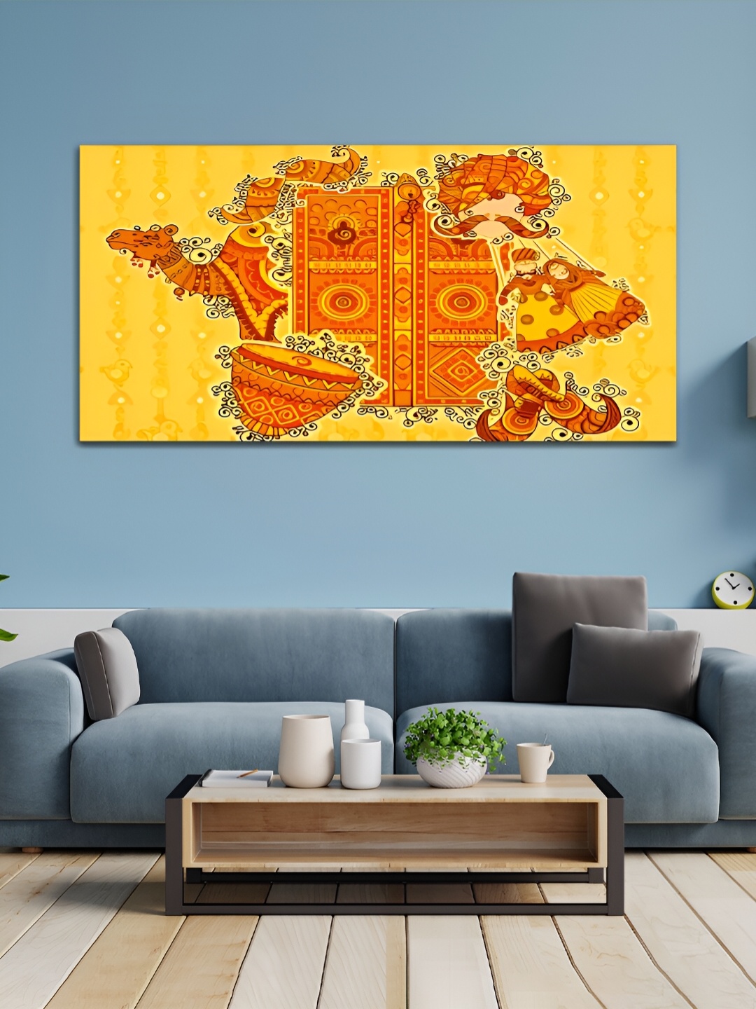 

MITHILA Handicrafts Yellow & Orange Camel Canvas Wall Art