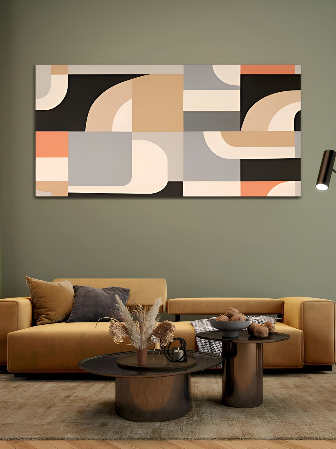 

MITHILA Handicrafts Beige & Grey Abstract Canvas Wall Art