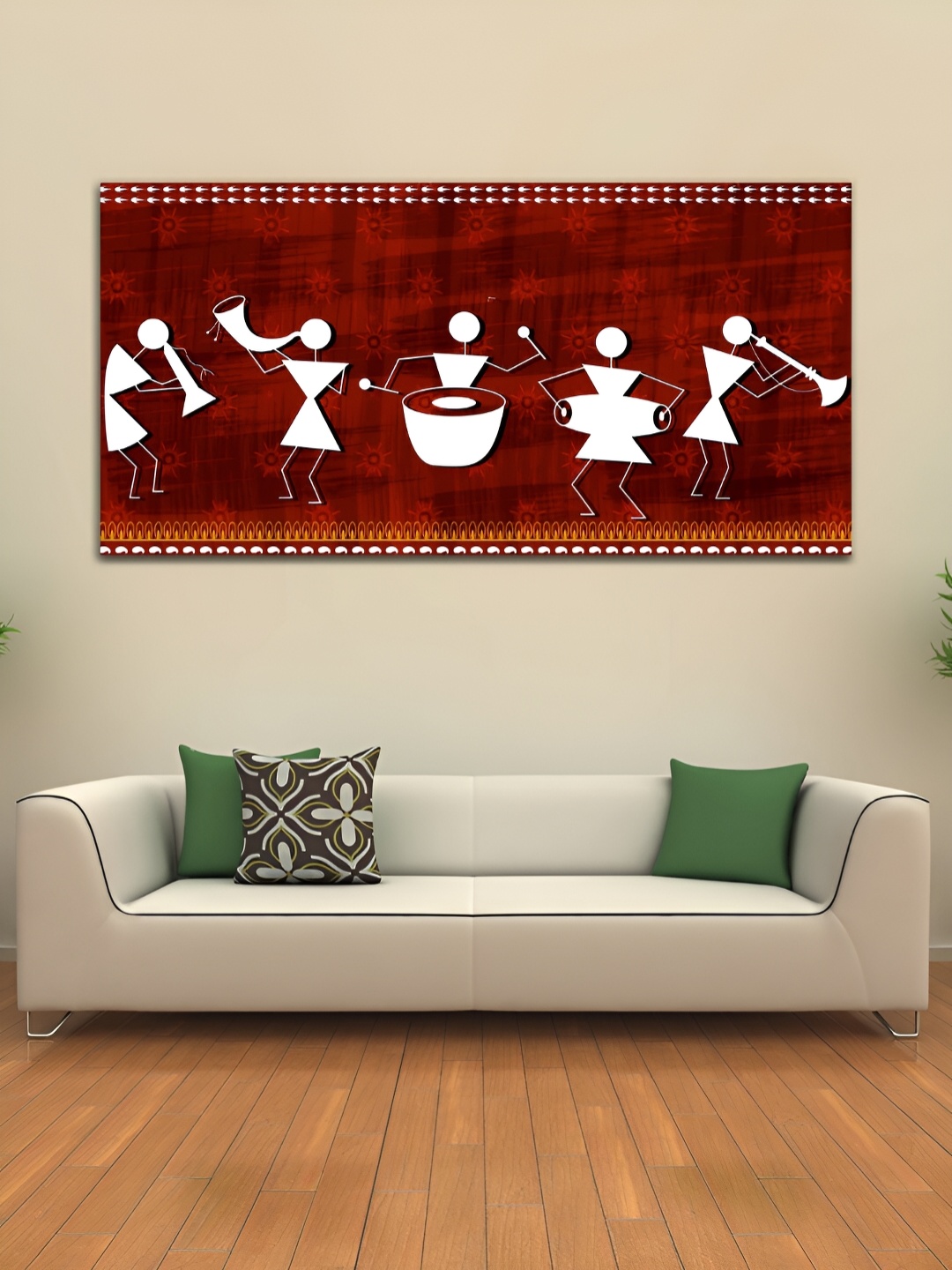 

MITHILA Handicrafts White & Brown Perrot Canvas Painting Wall Art