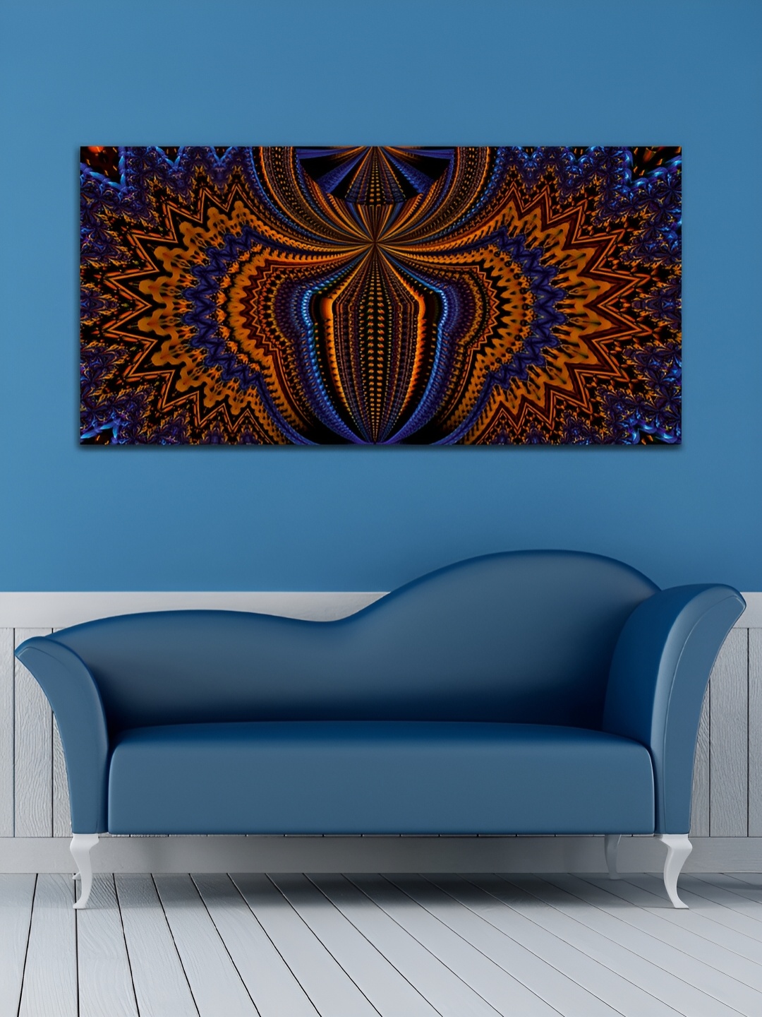 

MITHILA Handicrafts Orange & Blue Abstract Pattern Canvas Wall Art