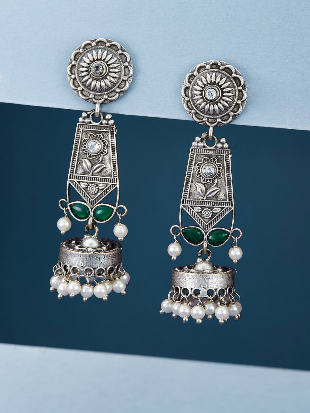 

ATIBELLE Silver-Plated Contemporary Drop Earrings
