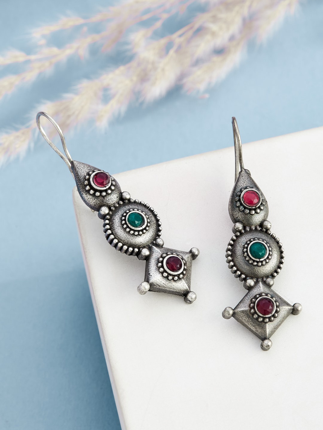 

ATIBELLE Silver-Plated Contemporary Drop Earrings