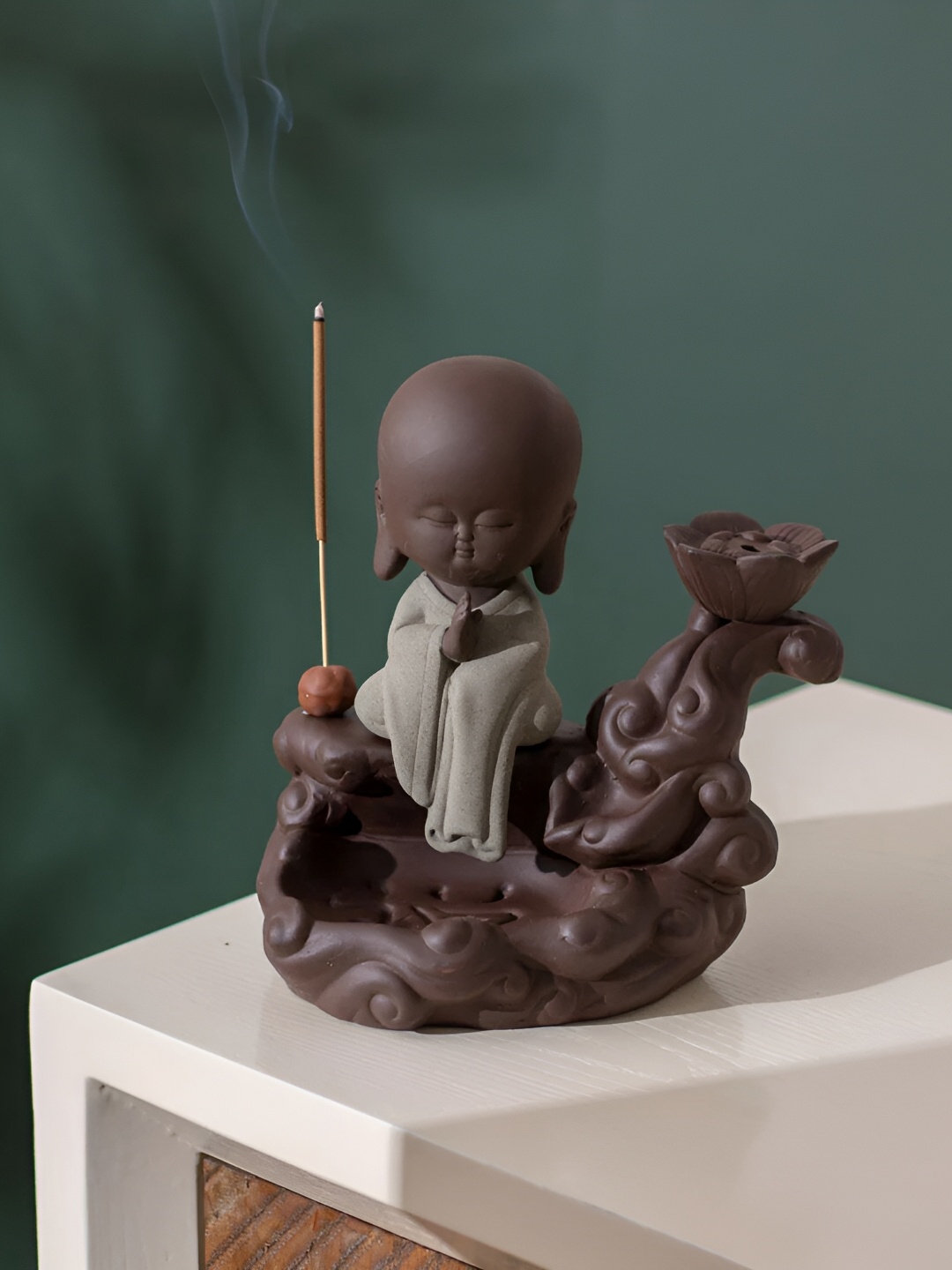 

THEDECORKART Brown & Grey Incense Holder Showpiece